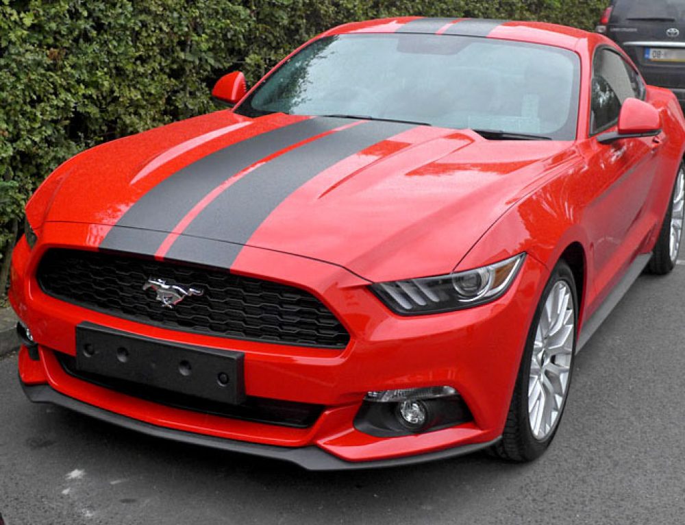 Ford Mustang racing stripes + dechroming